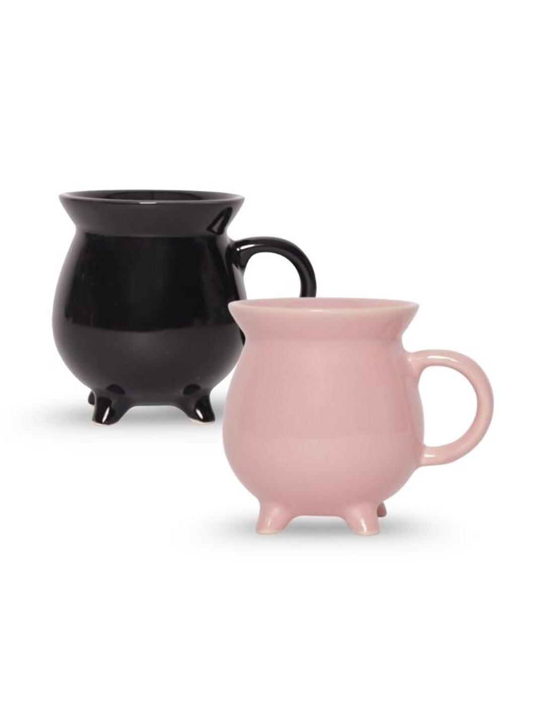 U & U Unique Utilities Black & Pink Ceramic 2 Pieces Mugs With 4 Legs-340 ml Each