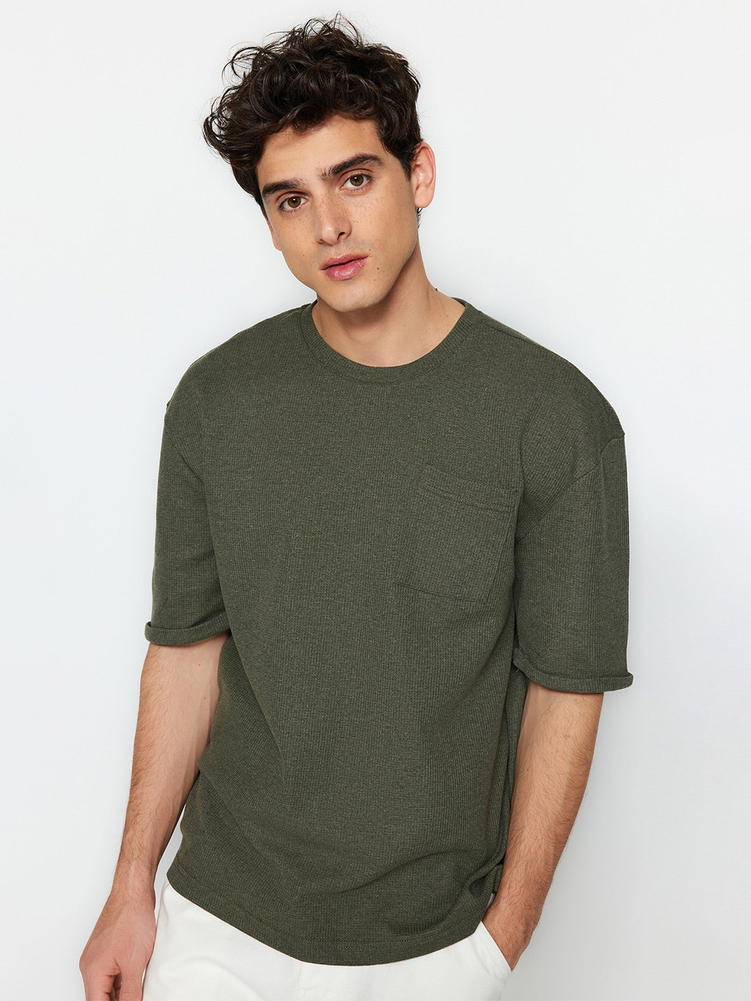 Trendyol Self Design Drop-Shoulder Sleeves T-shirt