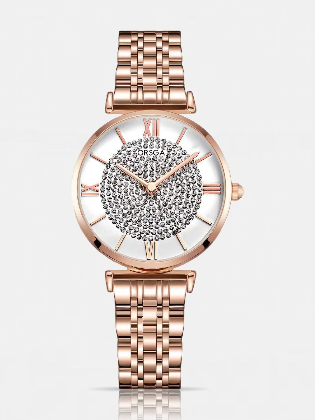 ORSGA Women Dial & Stainless Steel Bracelet Style Analogue Watch OL-9212-GRACIE-RSGLD