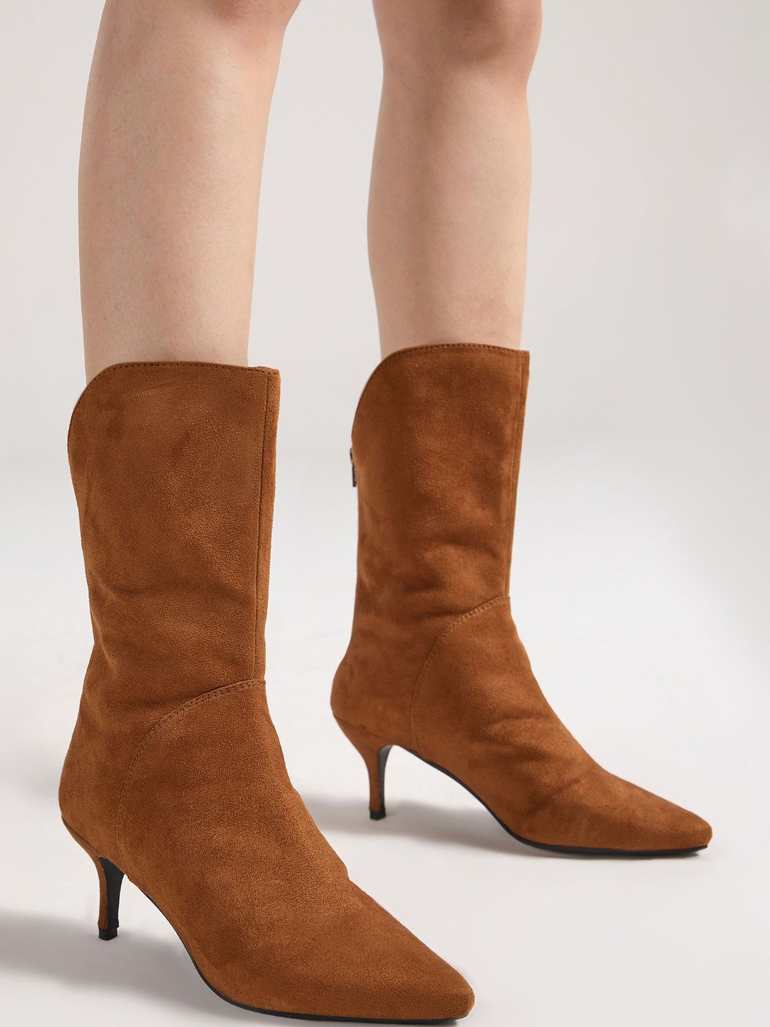 20Dresses Women Mid Calf Round Toe Stiletto Heel Regular Boots