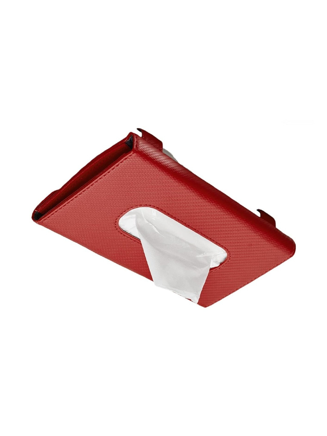 AUGEN Red Rectangular Car Tissue Holder with Visor Holder