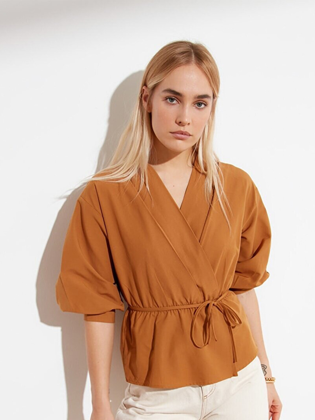 Trendyol Cinched Waist Wrap Top