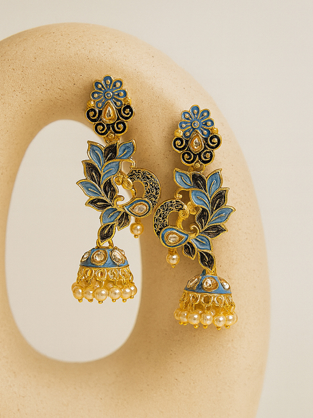 KARATCART Grey Classic Jhumkas Earrings