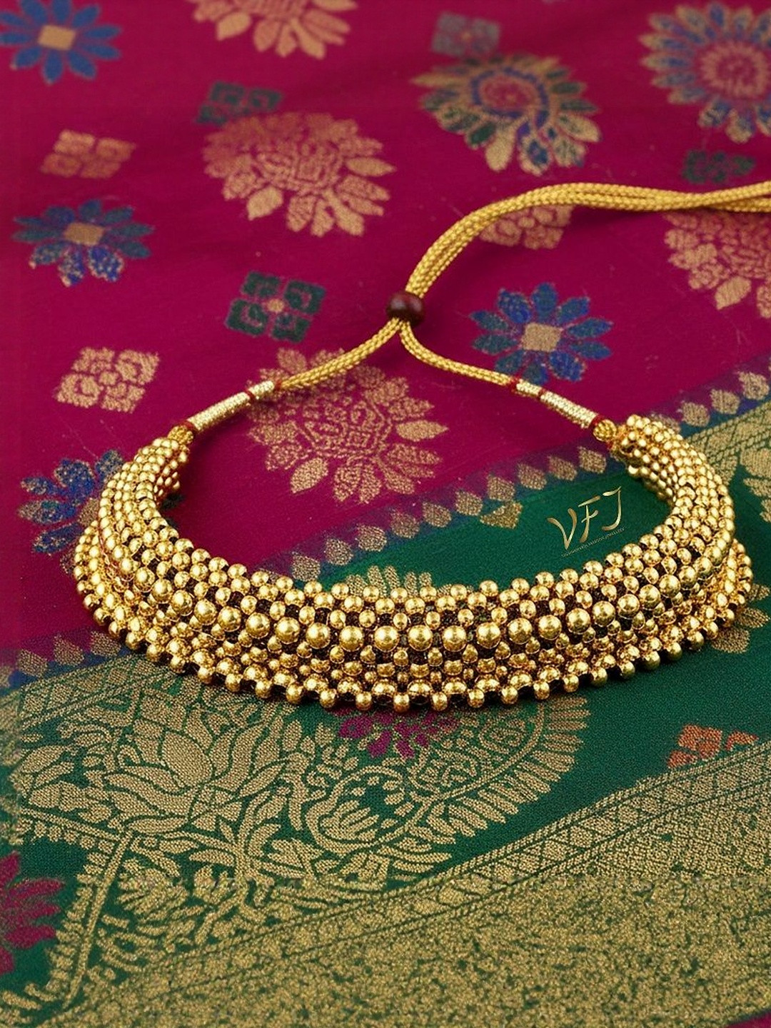 Vighnaharta Gold-Plated Choker Statement Necklace
