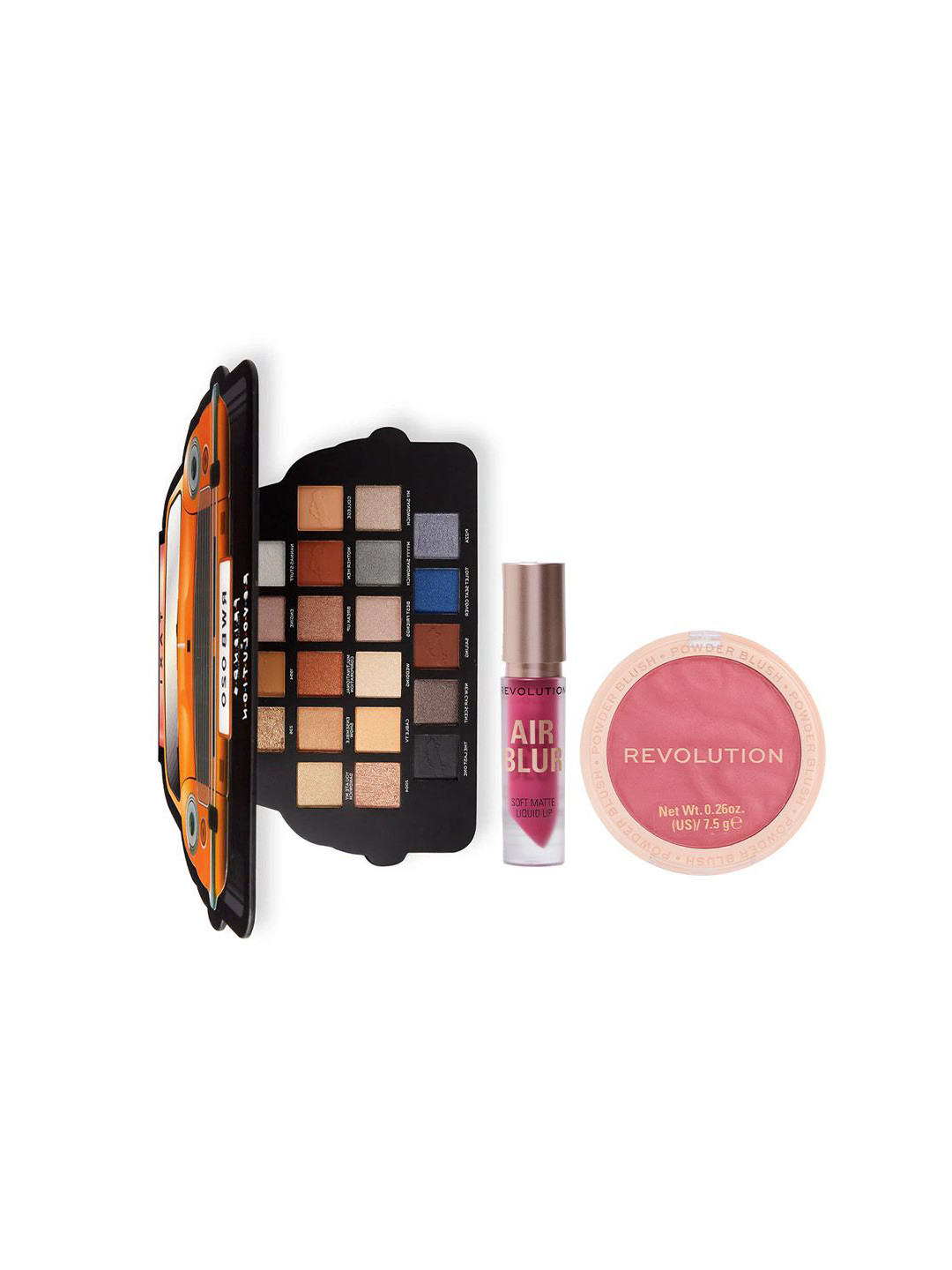 Makeup Revolution London Set Of 3 Blusher Reloaded & Air Blur Liquid & Eyeshadow Palette