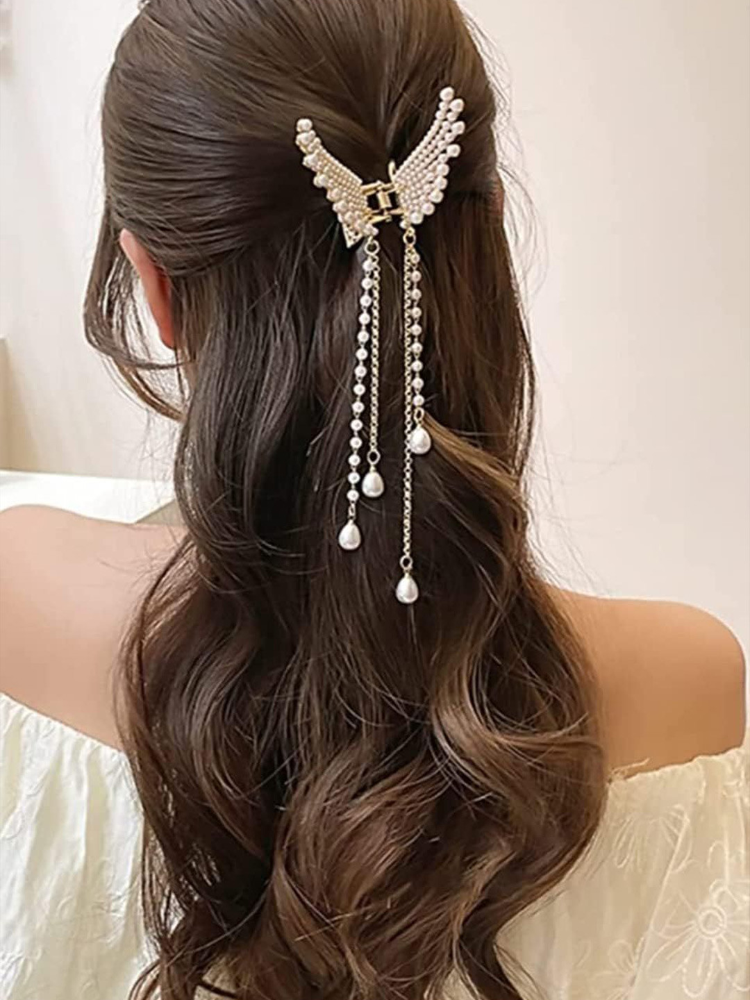 SAMYAK Women Beaded Claw Clip Hair Accessory