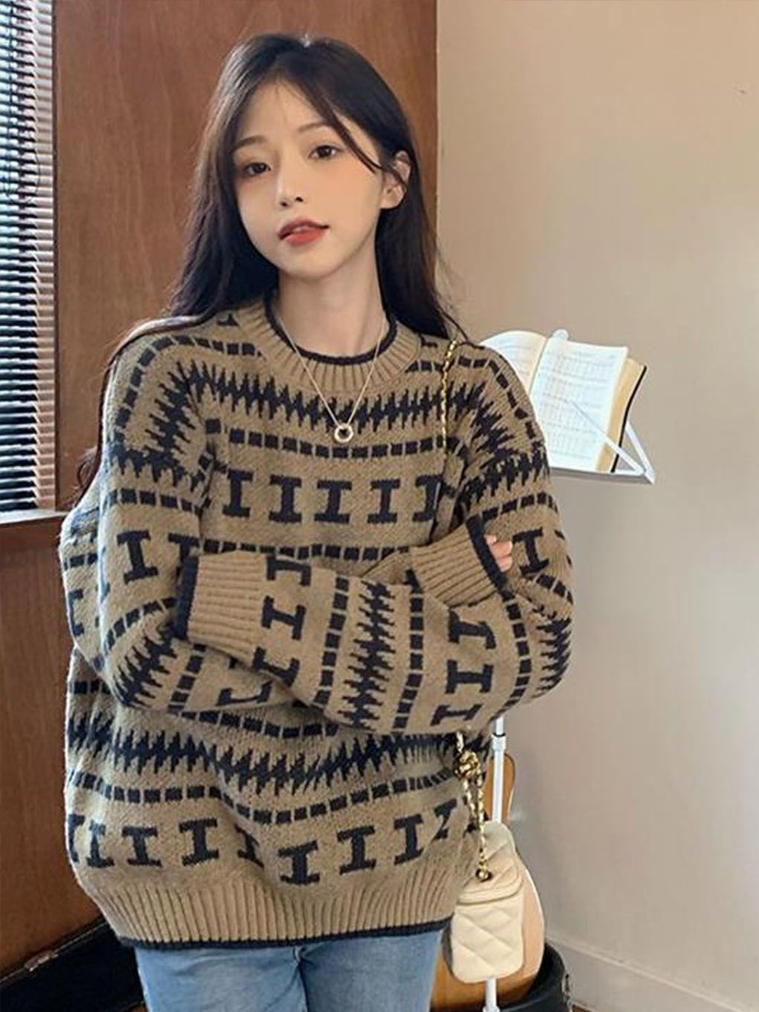 StyleCast Women Typography Design Oversized Pullover