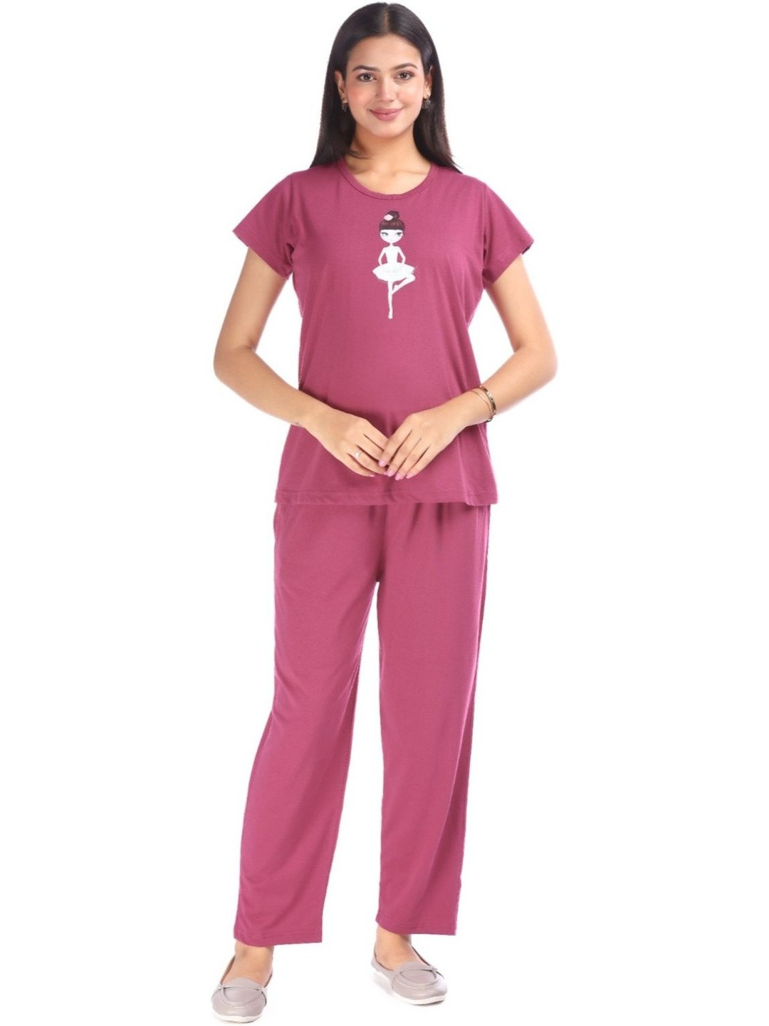 E-MAX Women Graphic Print Night suit