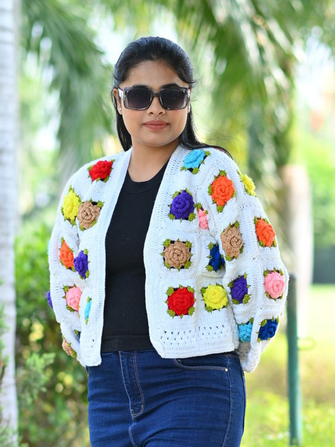 WINDROP SOLUTIONS Women Floral Self Design with Applique Detail Sweaters