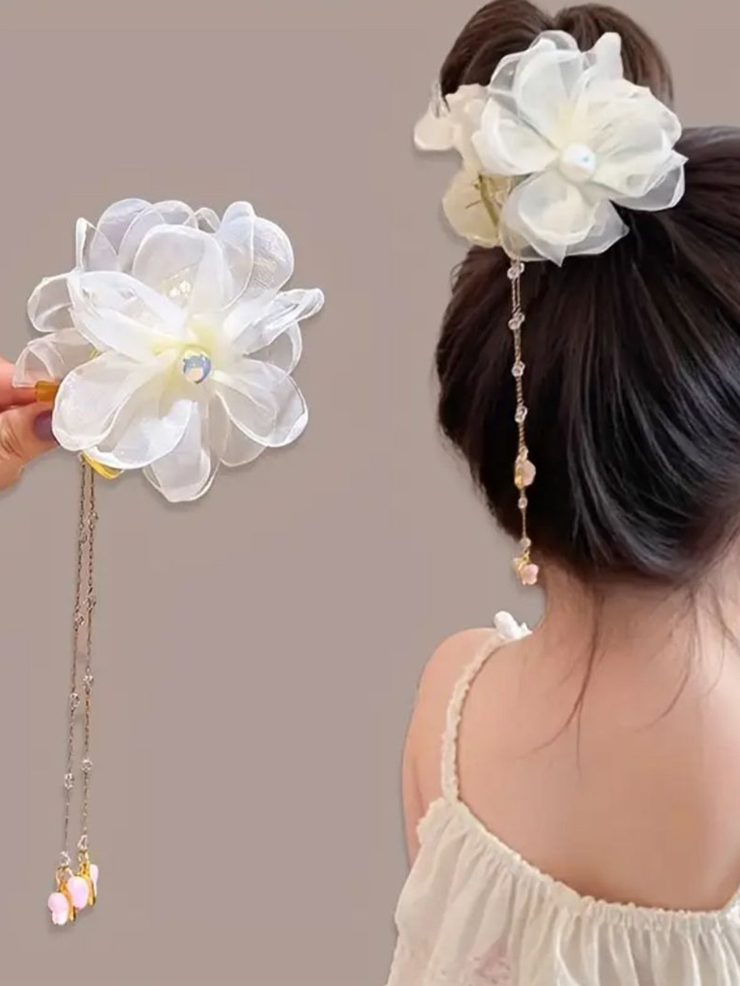 Ziory Girls Floral Applique & Tassel Detailed Clutcher