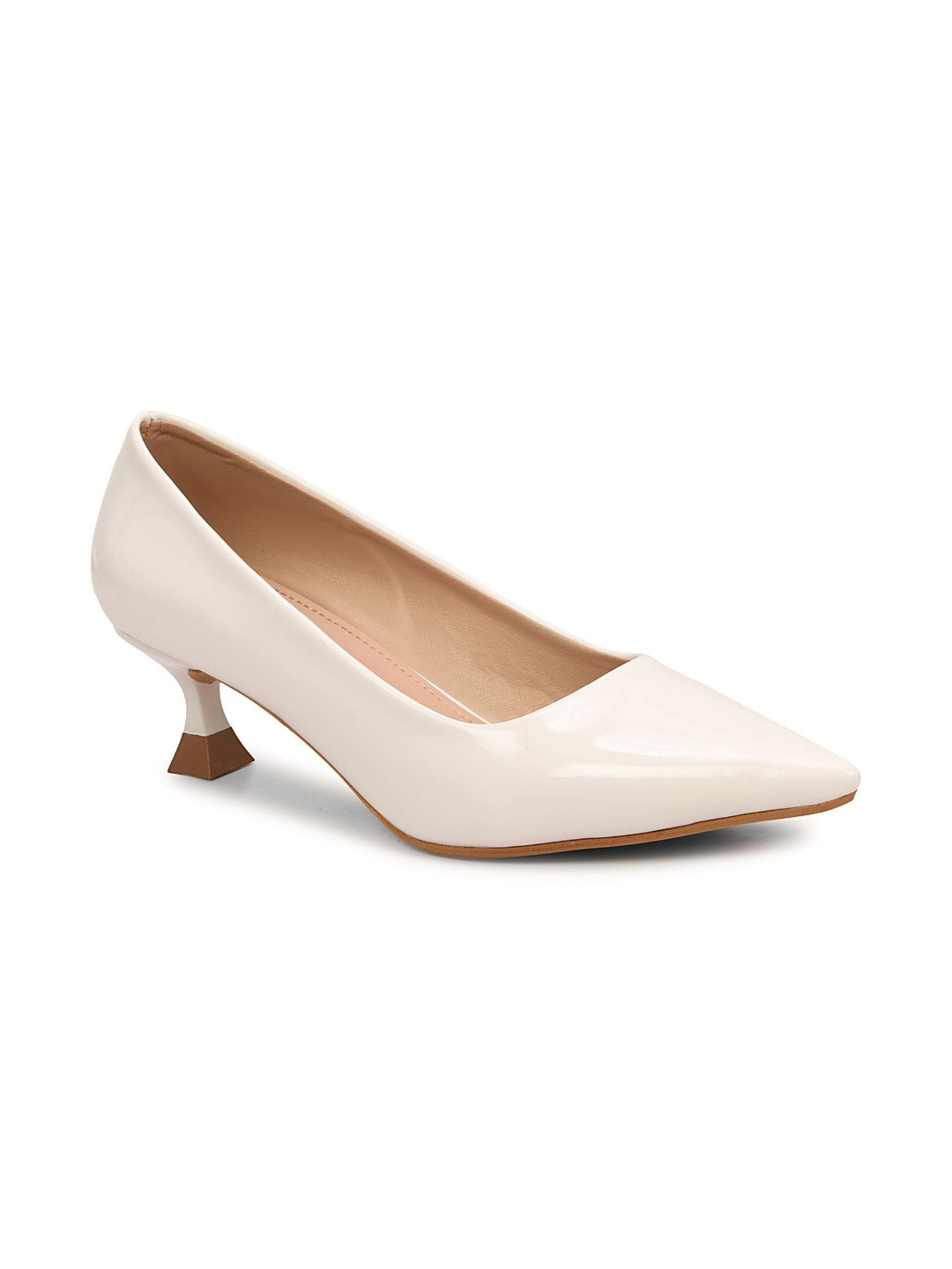 Luvfeet Women Solid Pointed Toe Closed Back Kitten Pumps Heels