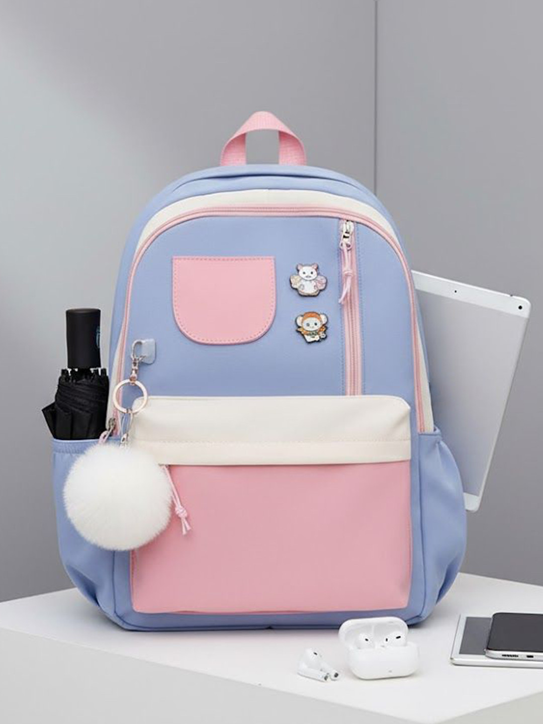 WALSON Women Colourblocked Medium Backpack with Zip Closure