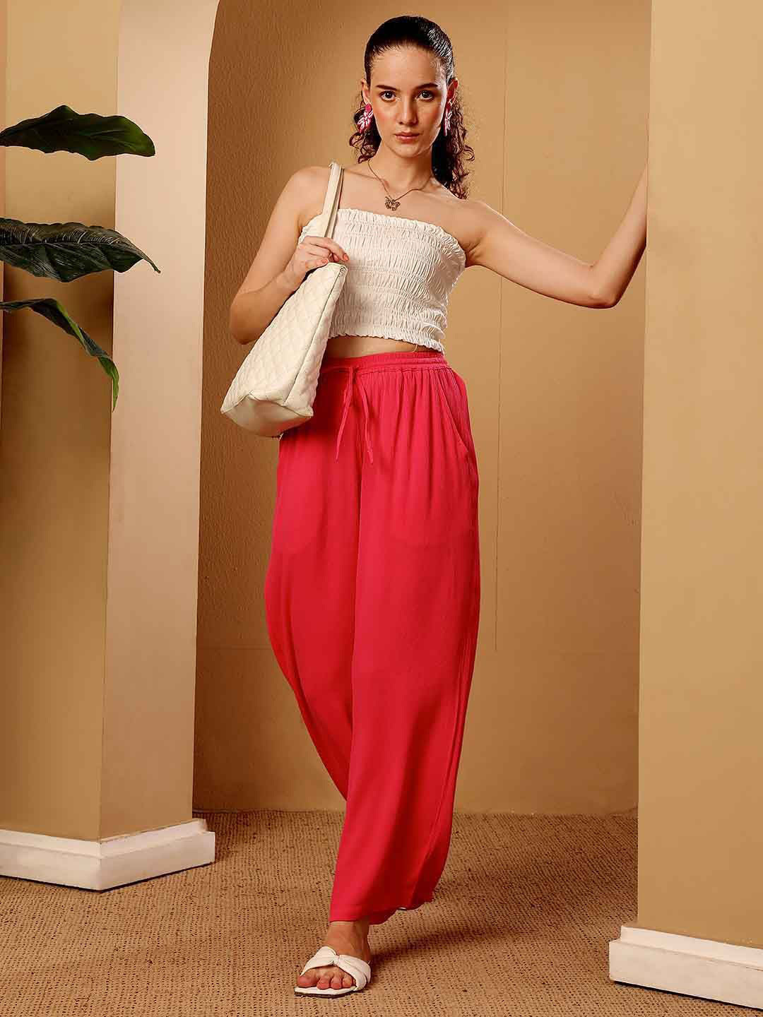 ELIAKI ENTERPRISES Women Solid Wide Leg Regular Palazzos