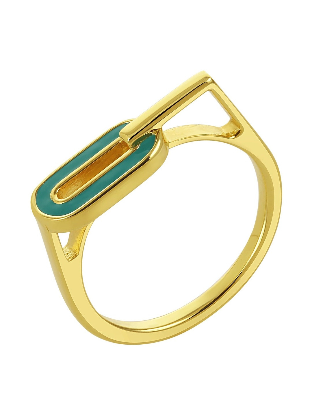 Nishani 925 Sterling Silver 14K Gold Plated Anti-Tarnish Mankai Geometrical Finger Ring