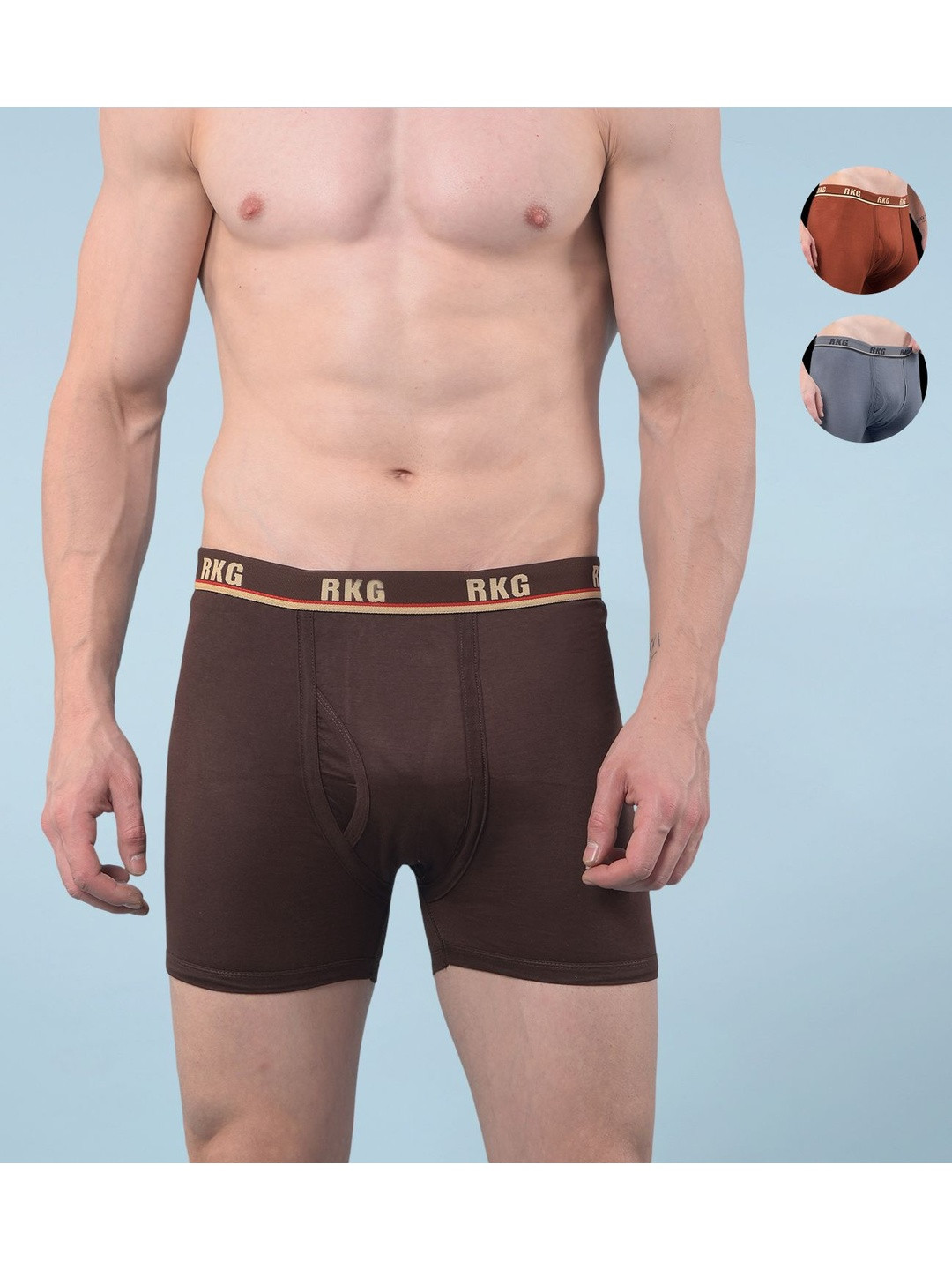RKG Men Pack Of 3 Assorted Inner Elastic Mid Rise Trunk