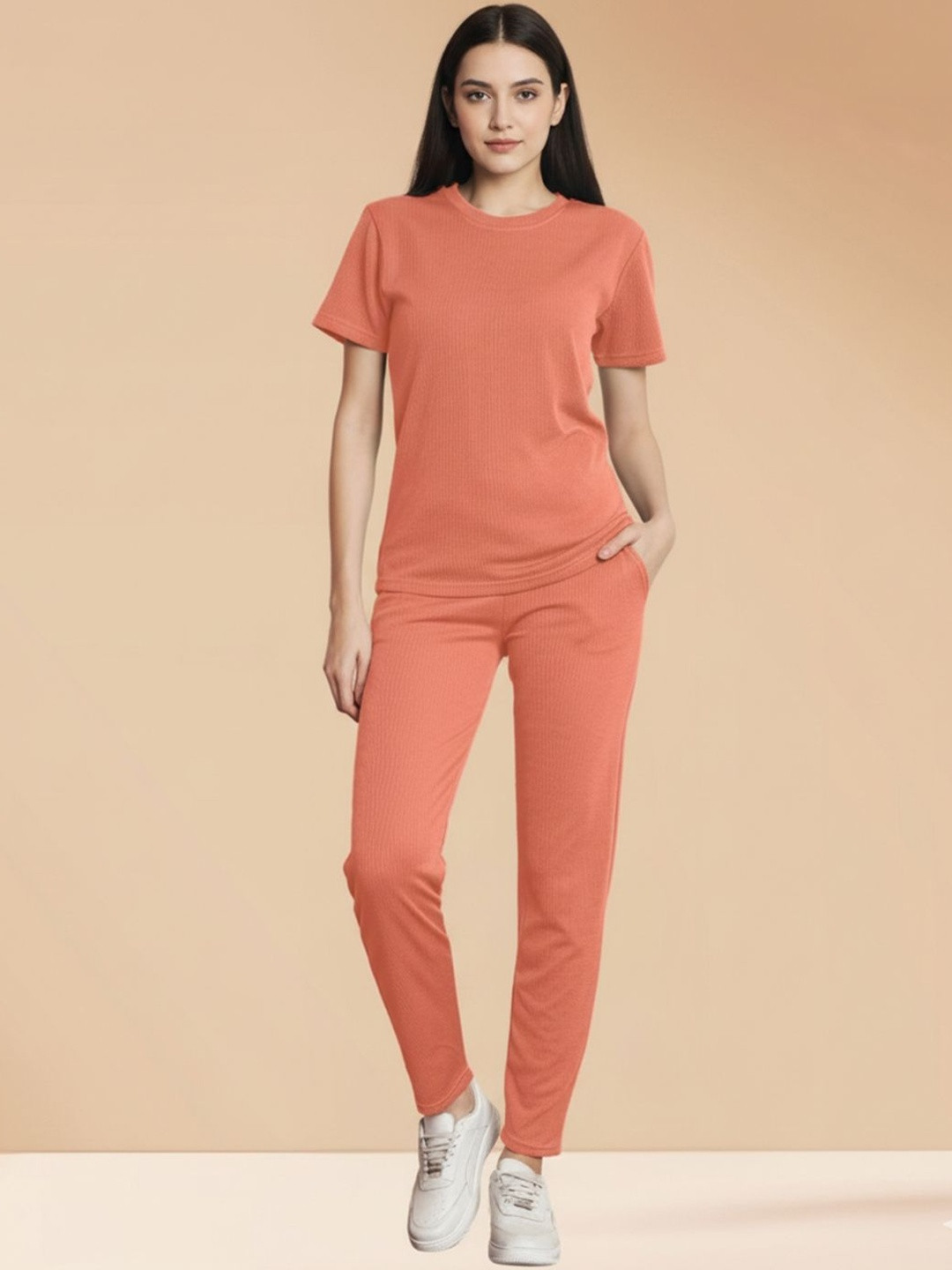 DTR FASHION Round Neck Short Sleeves T-Shirt With Trousers