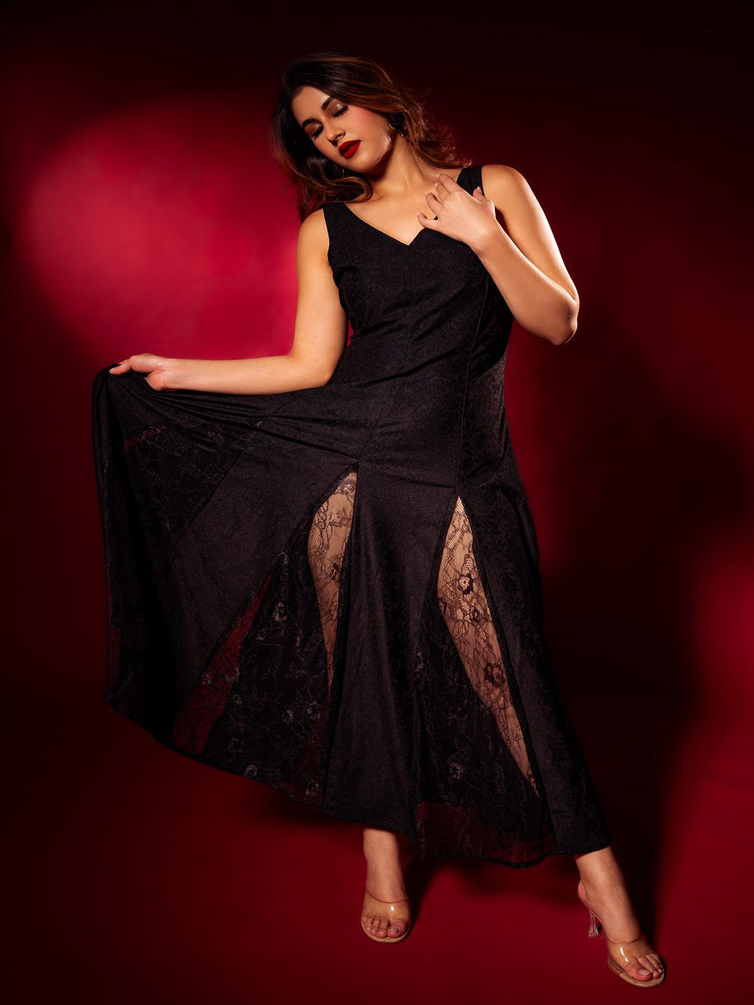 Valere Self Design A-Line Maxi Dress