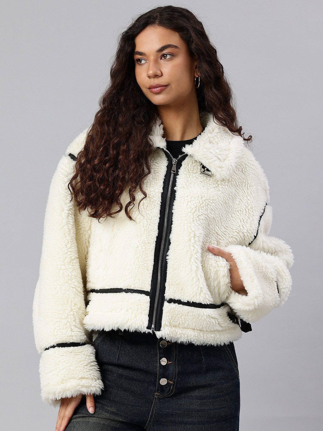 London Rag Faux Fur Aviator Jacket