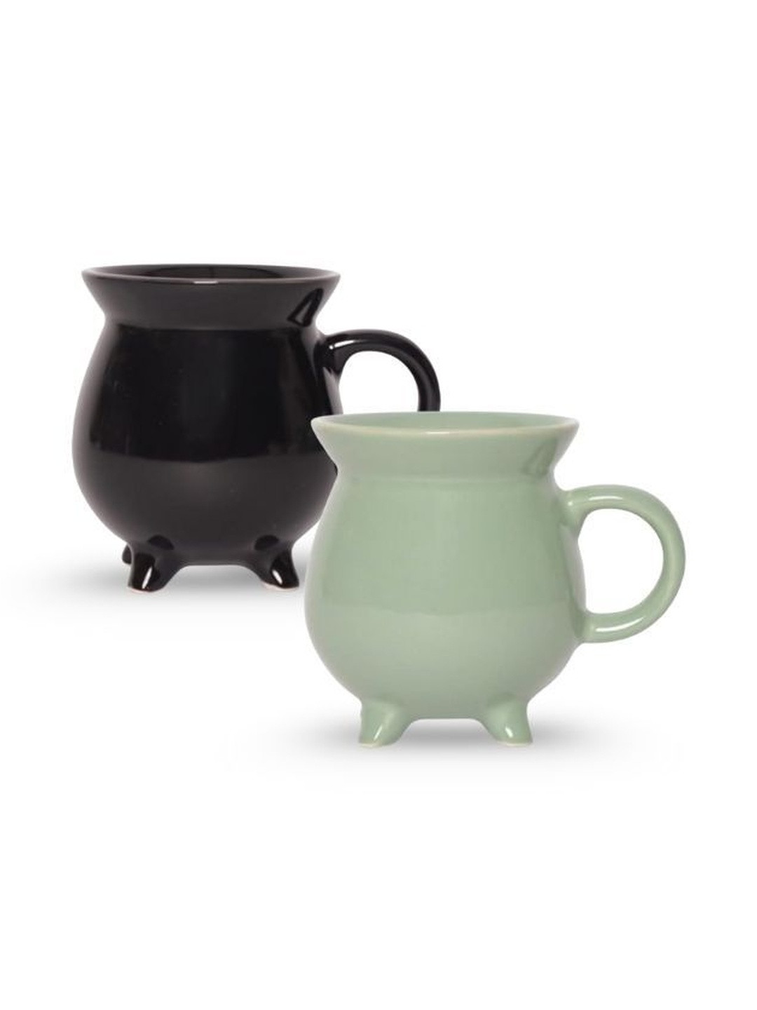 U & U Unique Utilities Black & Green 2 Pieces Ceramic Matte Mugs-340 ml Each