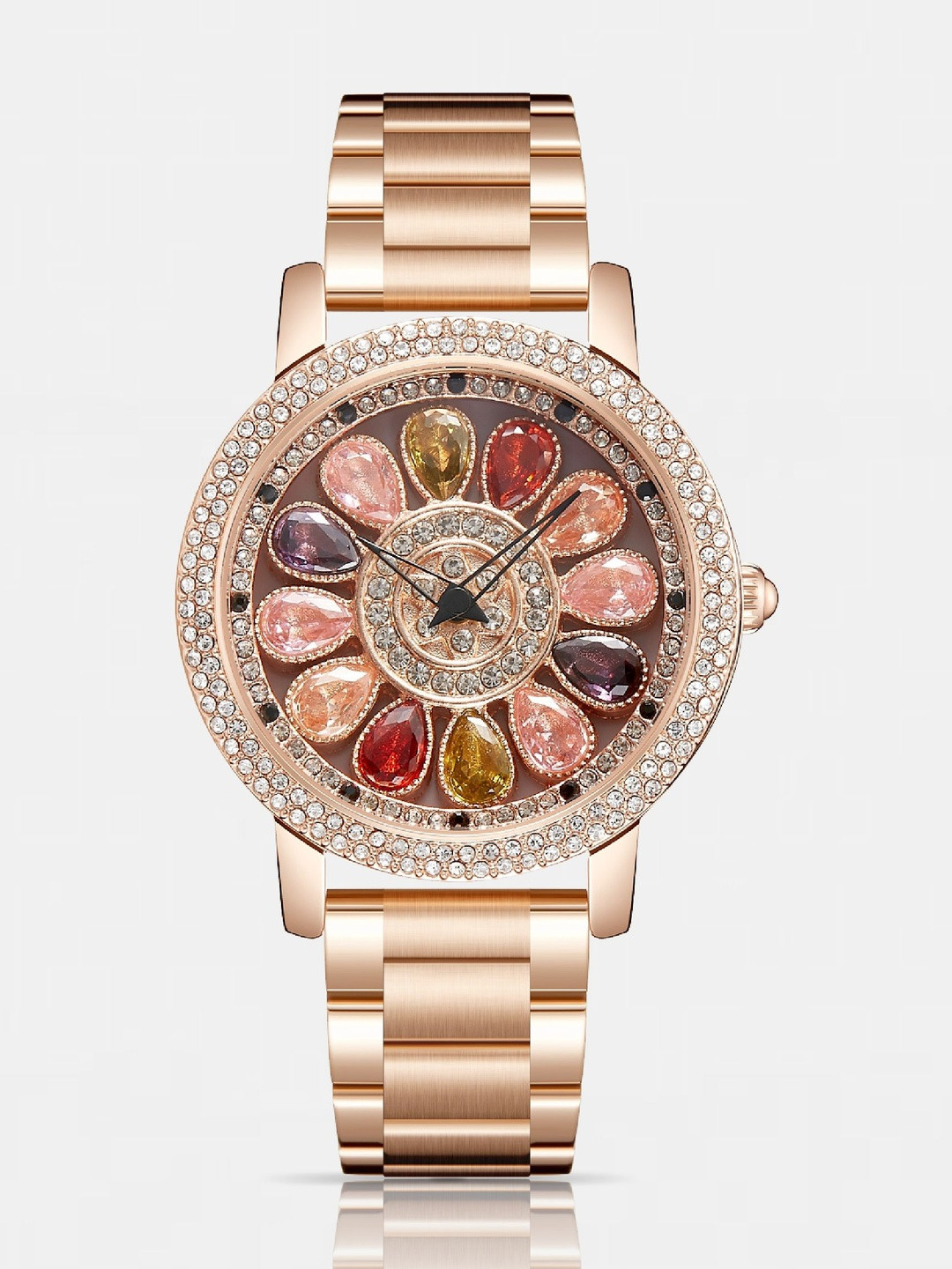 ORSGA Women Stainless Steel Bracelet Style Straps Analogue Watch OL-8233-FLORA-RSGLD