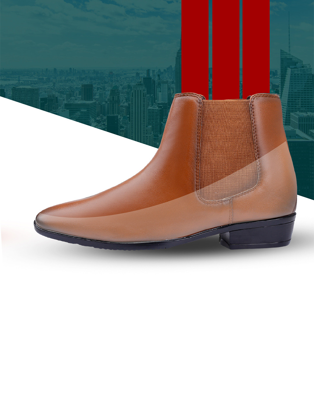 Men 9 Cm Hidden Elevator Height Increasing Heeled Formal Chelsea Boots