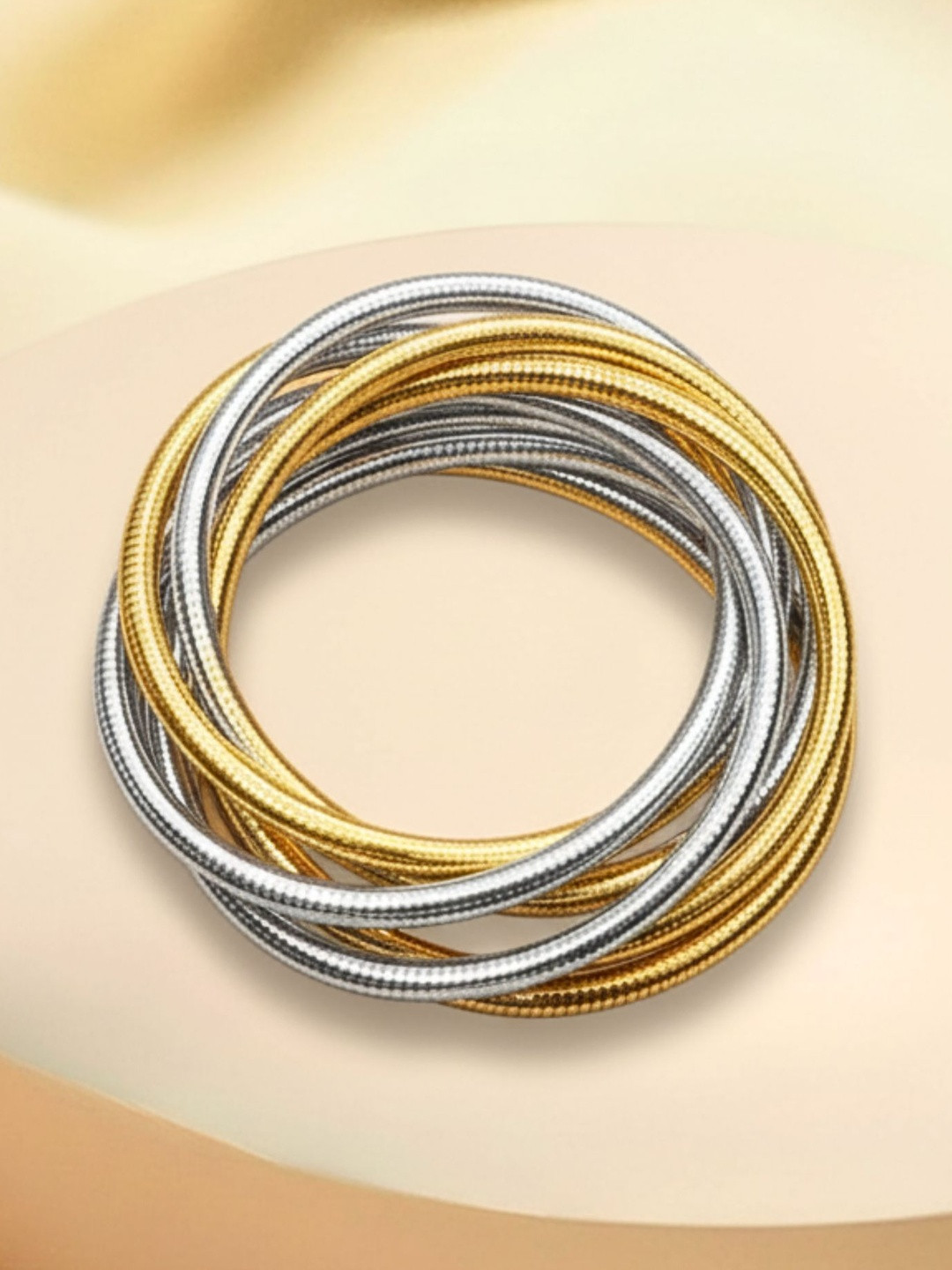 Anouk Girls Rhodium-Gold-Plated Korean Bangle-Style Bracelet