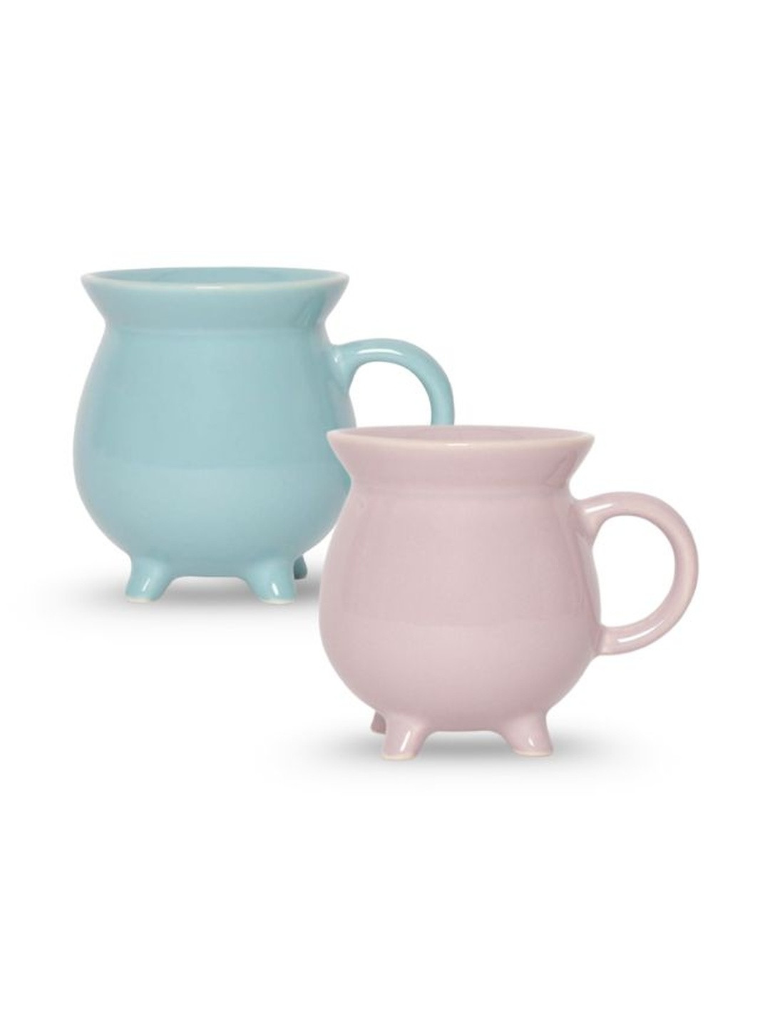 U & U Unique Utilities Mauve & Blue Ceramic 2 Pieces Mugs With 4 Legs-340 ml Each
