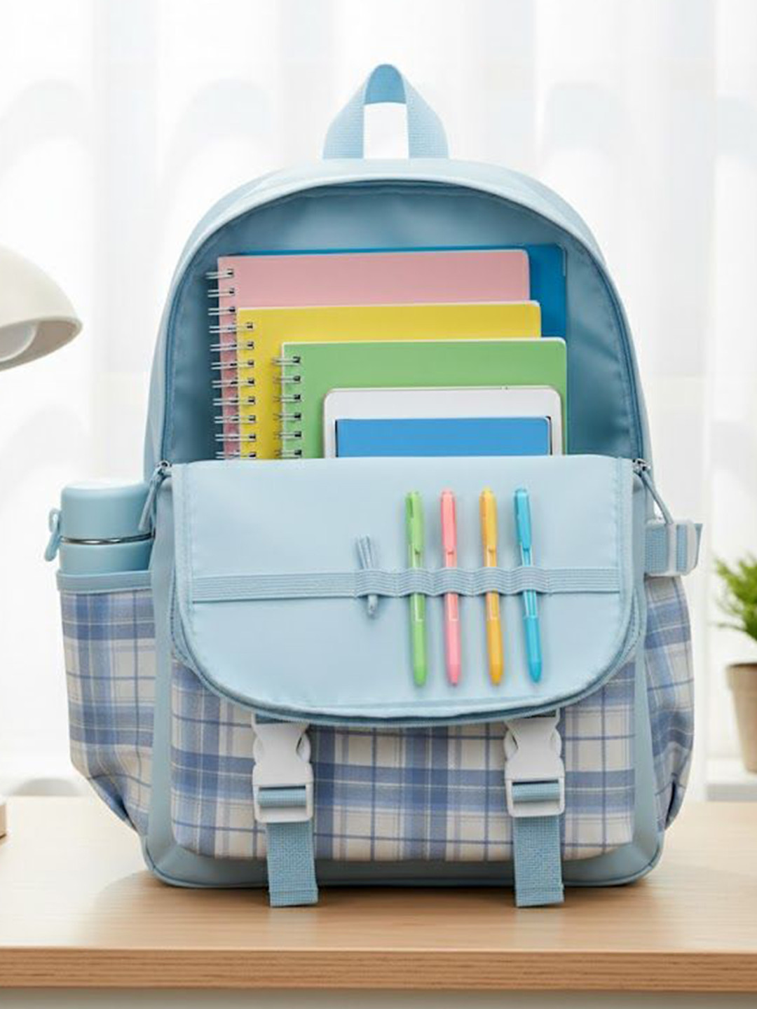 WALSON Kids Checked Medium Backpack With Padded Shoulder Strap