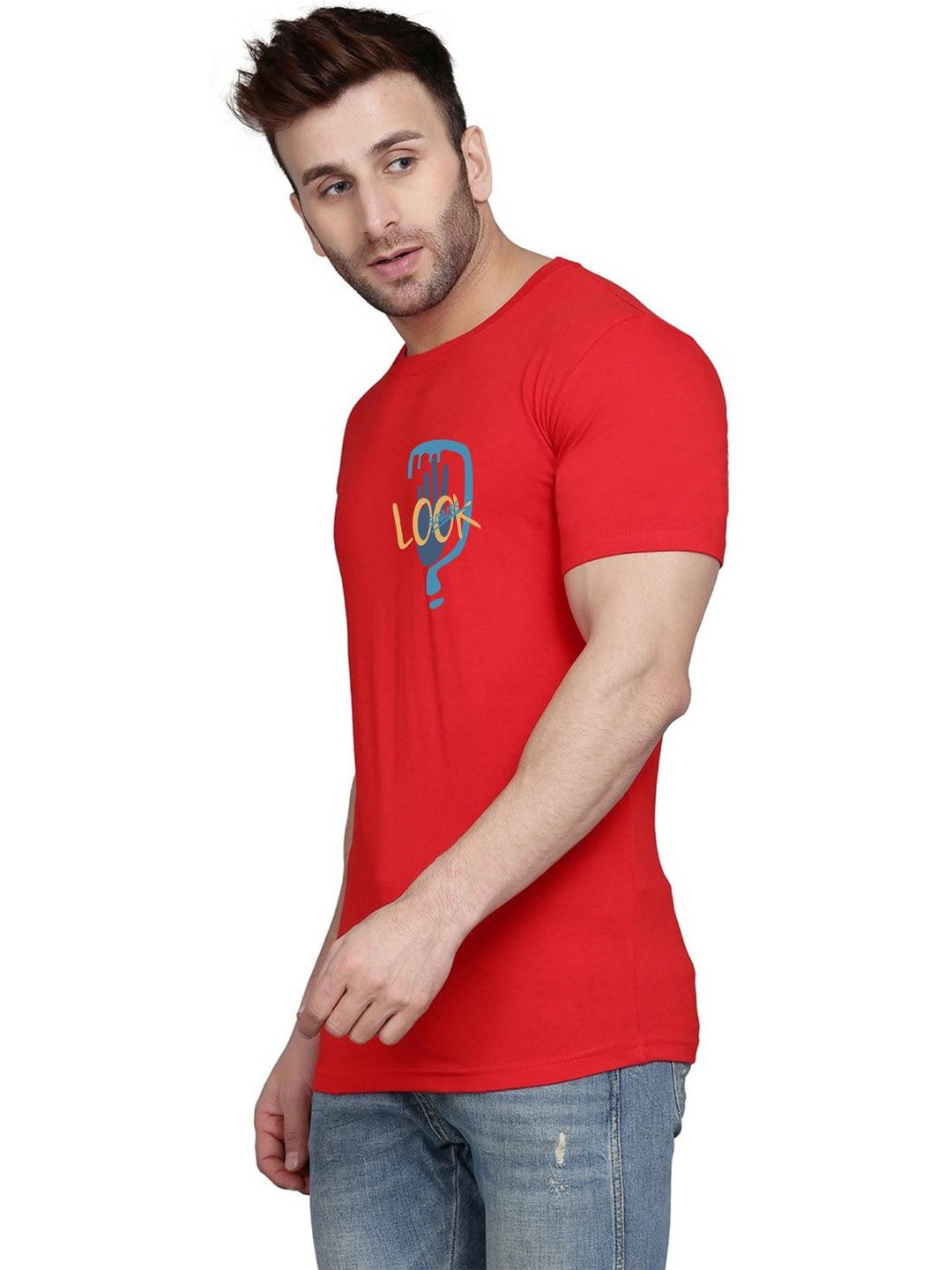 TEEFOX Graphic Printed Short Sleeves Round Neck Casual T-shirt