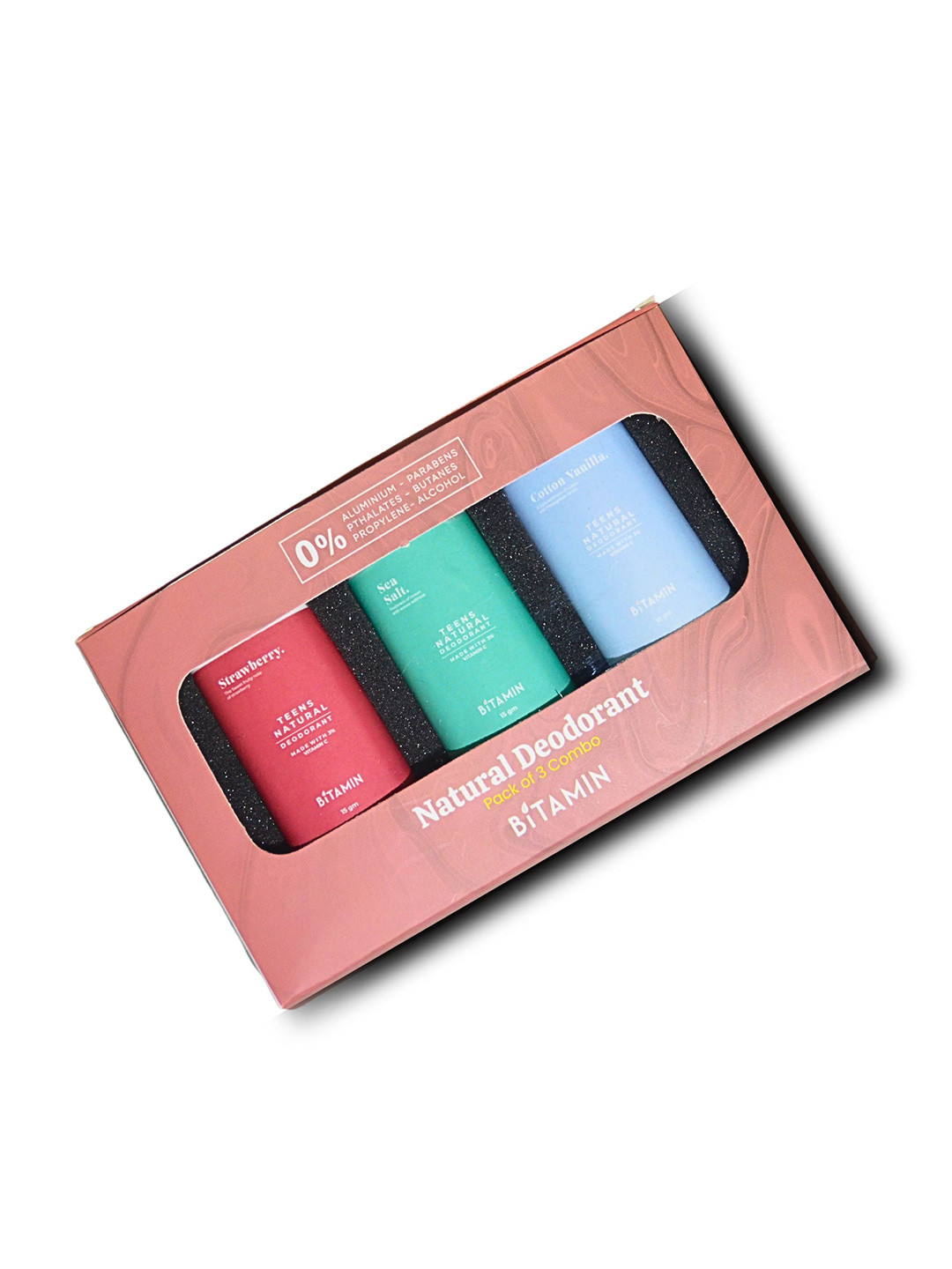 Bitamin Naturals Pvt Set Of 3 Teens Sea Salt & Cotton Vanilla Deodorant Stick - 15 g Each