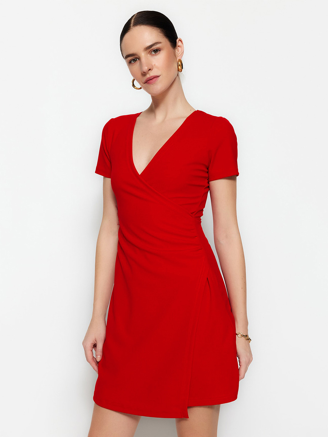 Trendyol V-Neck Mini Wrap Dress