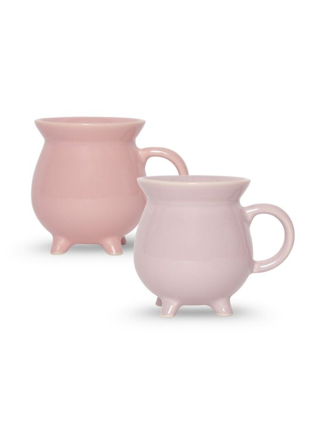 U & U Unique Utilities Pink & Purple Ceramic 2 Pieces Mugs With 4 Legs-340 ml Each