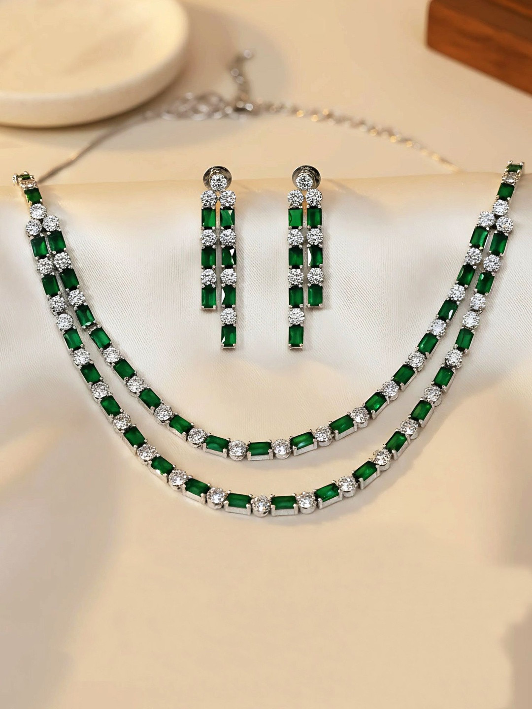 KARATCART American Diamond Studded Jewellery Set