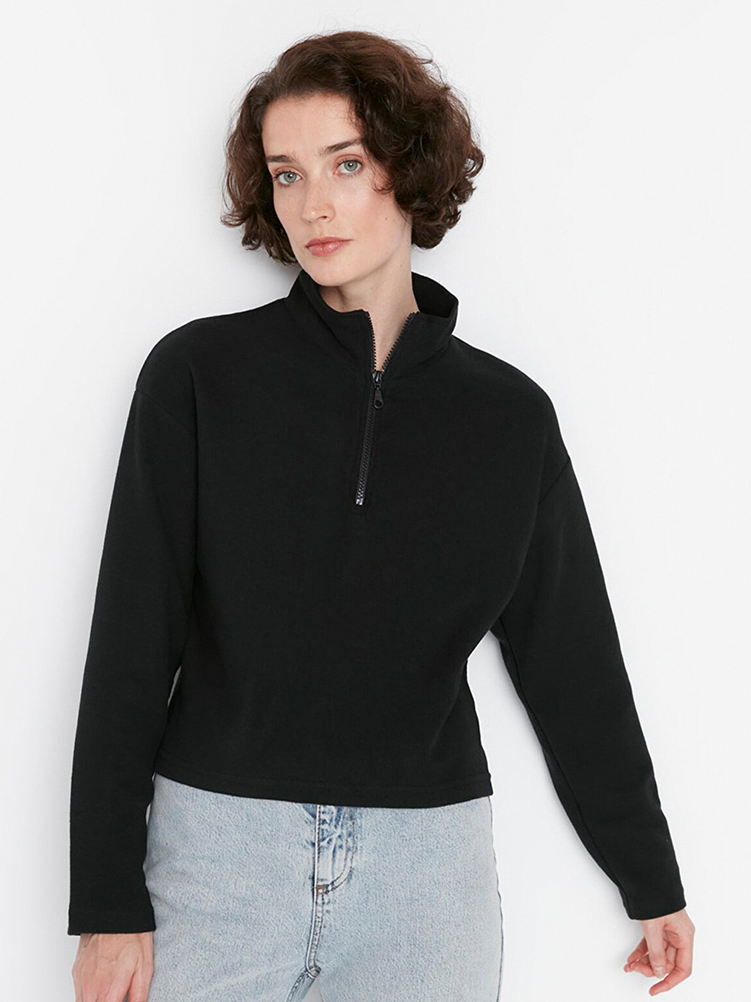 Trendyol High Neck Long Drop-Shoulder Sleeves Top