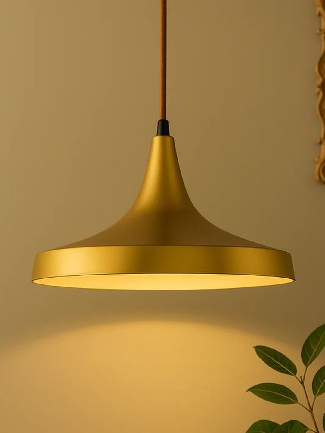 AYMH Gold-Toned Metal Triangle Shaped Ceiling Lamp