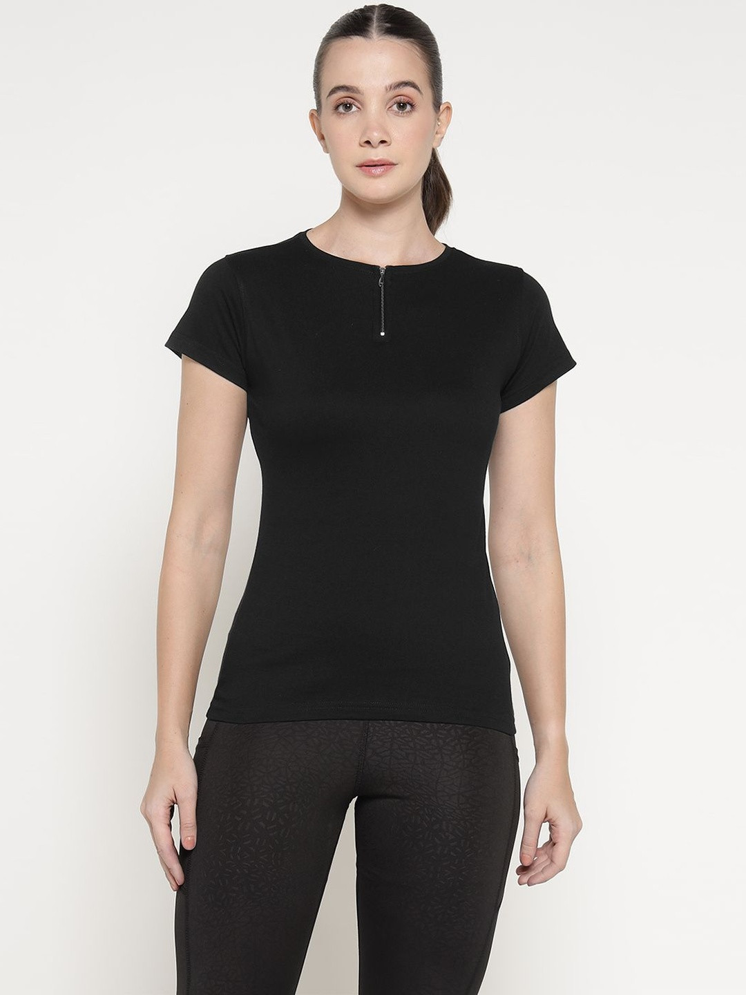 appulse Round Neck Short Sleeves Pure Cotton Slim Fit T-shirt
