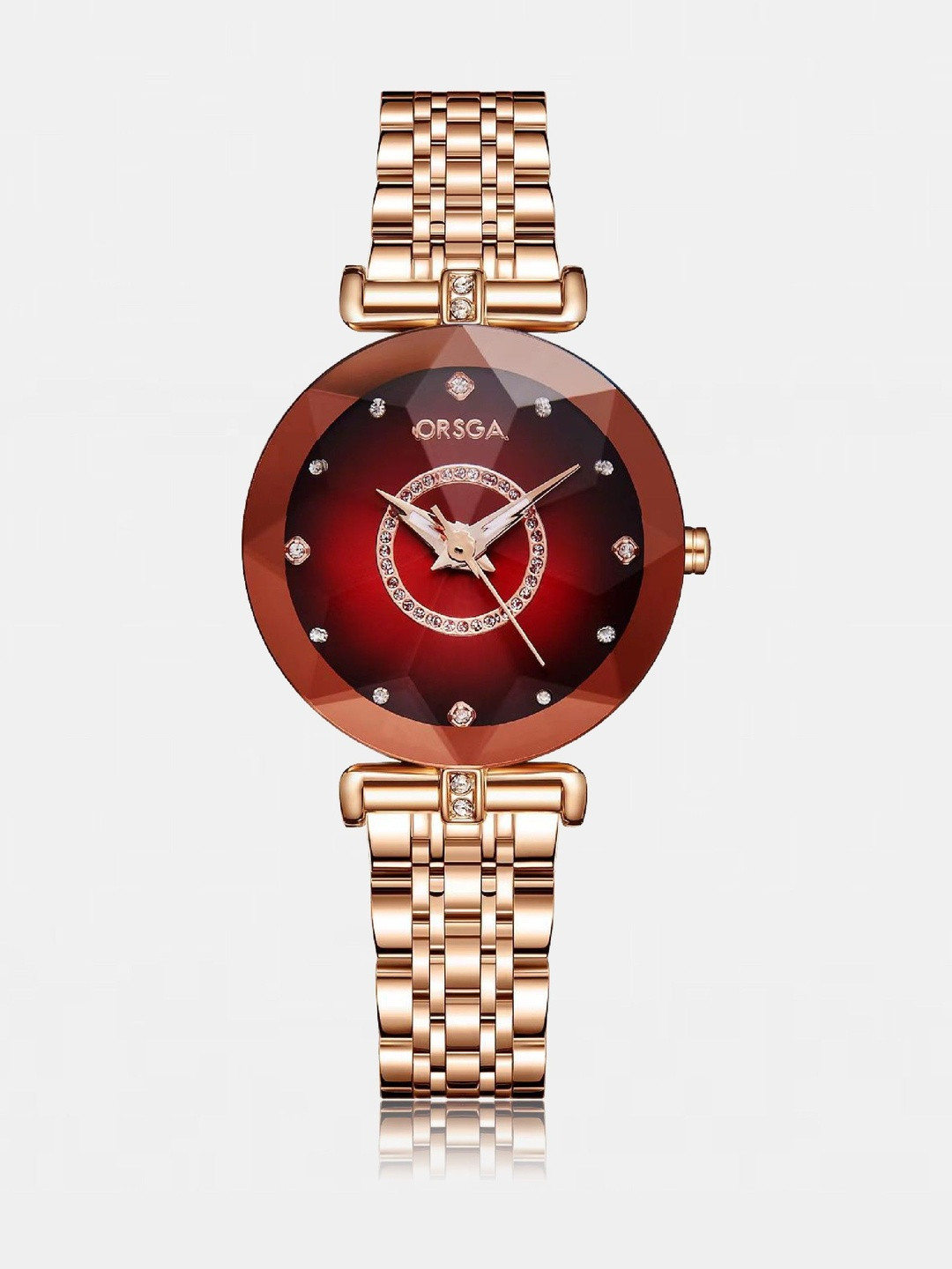 ORSGA Women Dial & Stainless Steel Bracelet Style Straps Analogue Watch OL-9281-ORION-RED