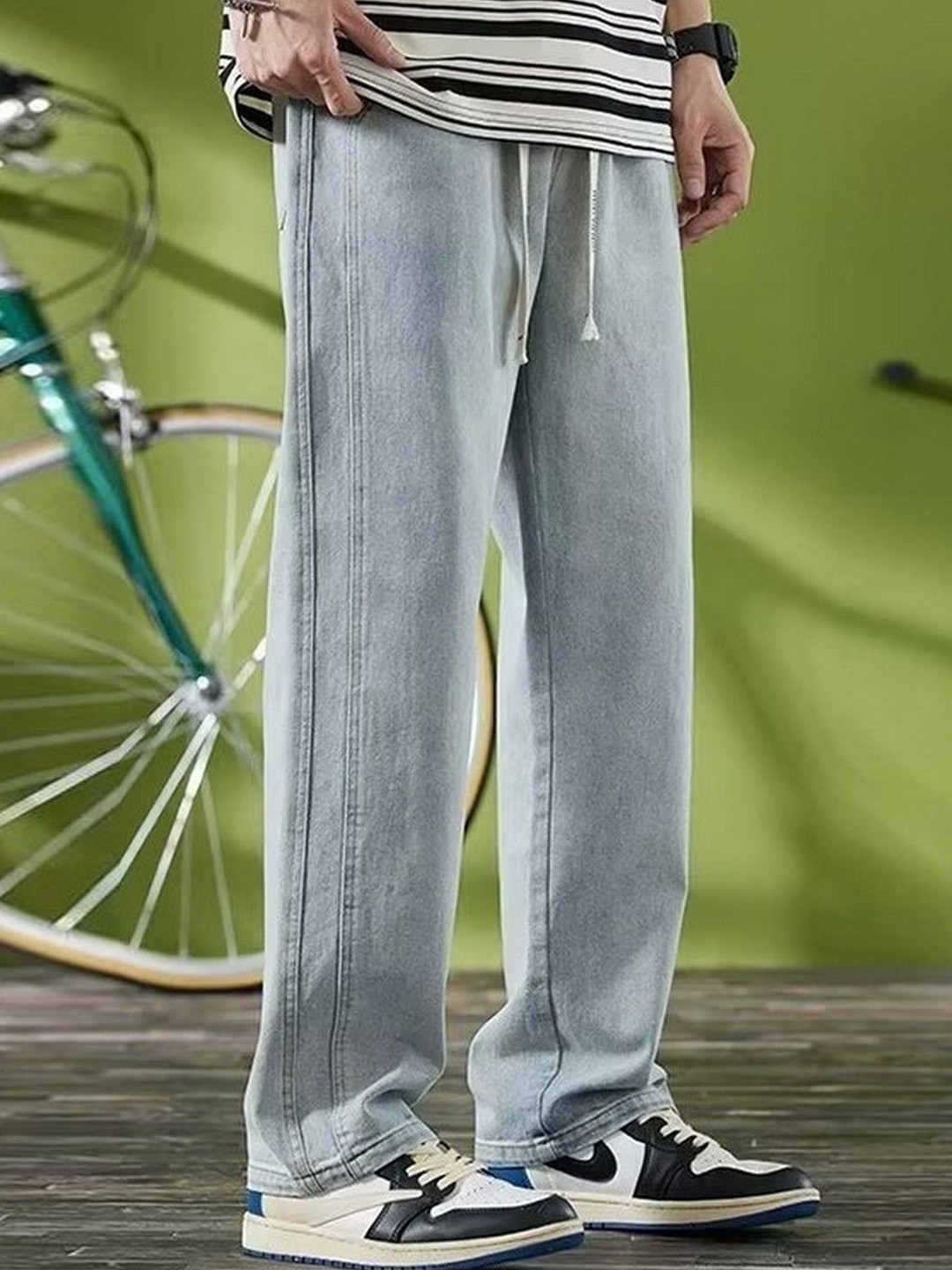 StyleCast Men Straight Fit Mid-Rise Drawstring Jeans