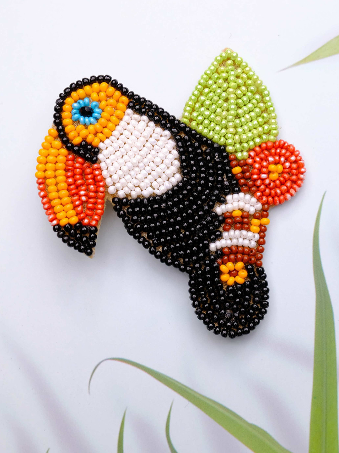Abeo Unisex Artificial Beaded Statement Toucan Bird Brooch