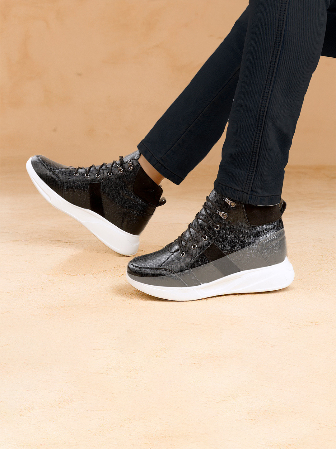 Bxxy Men Lightweight Hidden Elevator Height Increasing High-Top Sneakers