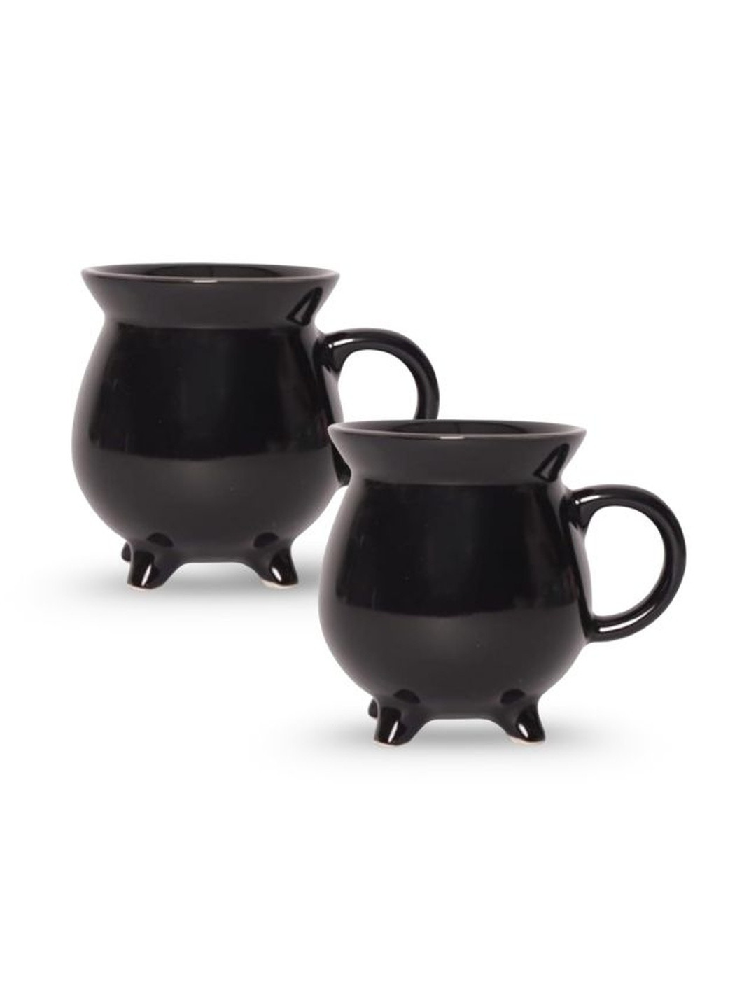 U & U Unique Utilities Black Ceramic 2 Pieces Mugs With 4 Legs-340 ml Each
