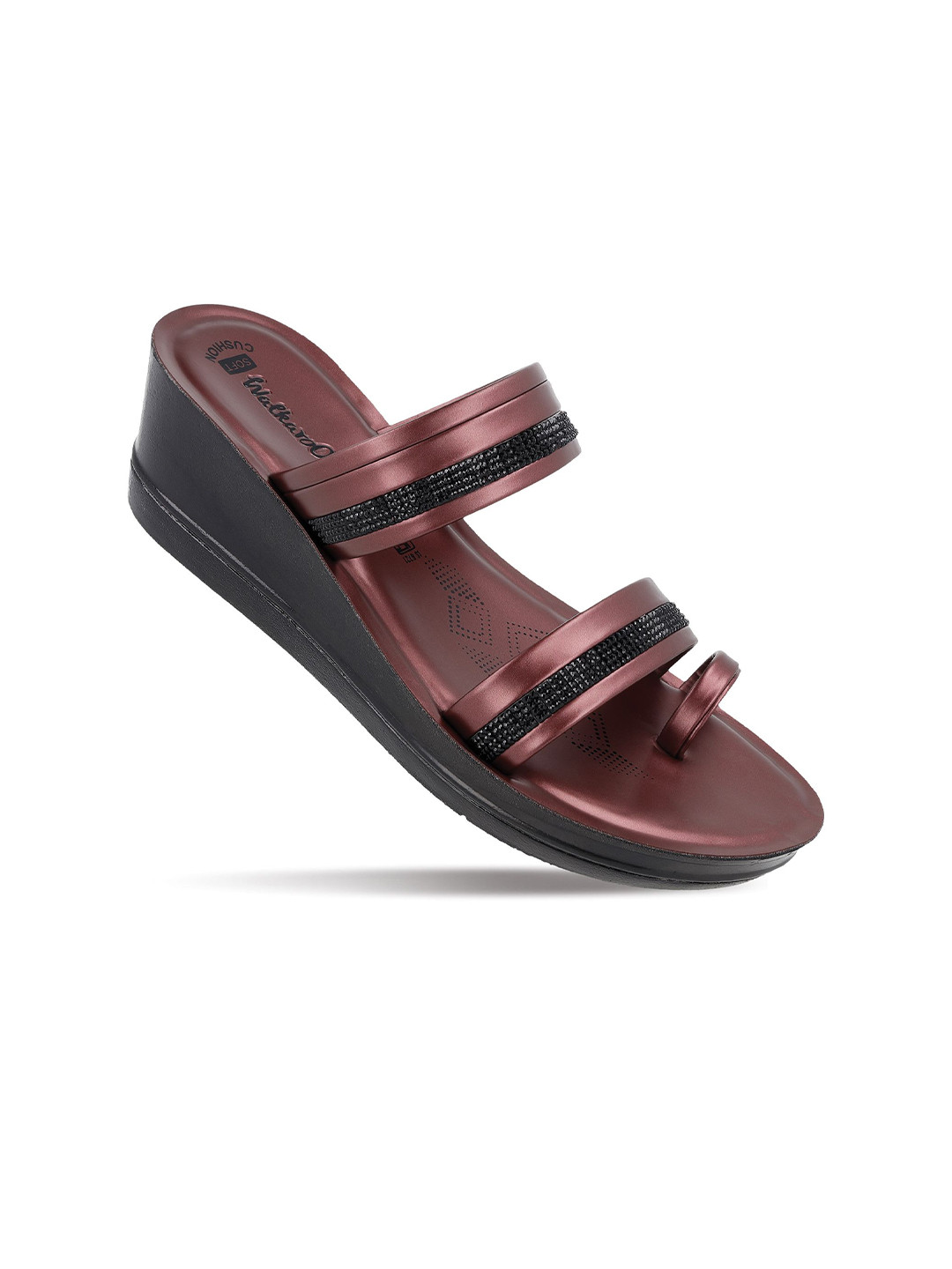 Walkaroo Textured Wedge Peep Toes Heels