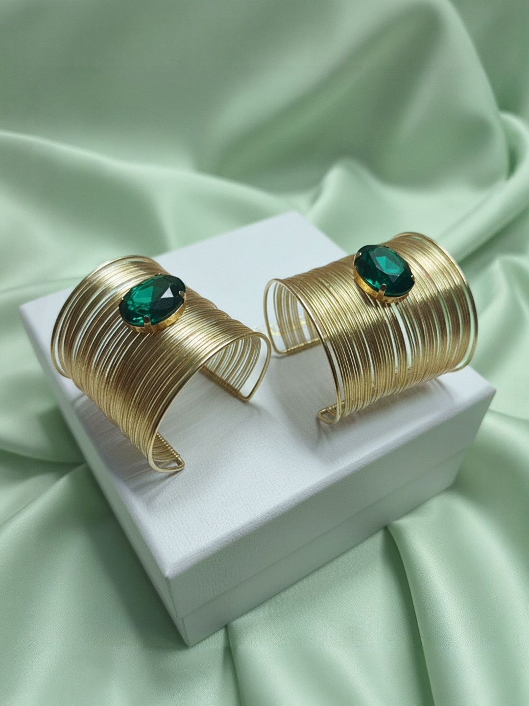 Anouk Set Of 2 Gold-Plated Crystal Studded Cuff Bracelets