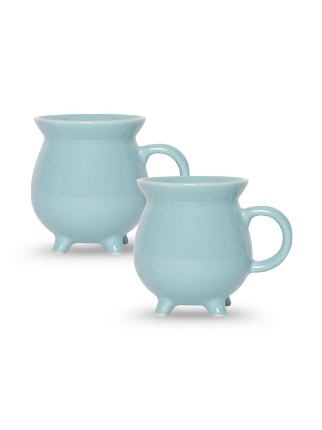 U & U Unique Utilities Blue Ceramic 2 Pieces Mugs With 4 Legs-340 ml Each