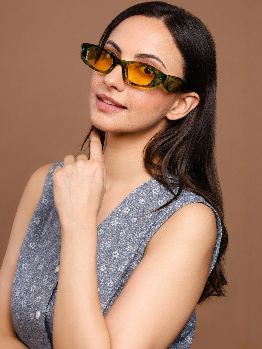 Irayz Women Rectangle Sunglasses with UV Protected Lens 3986-Green