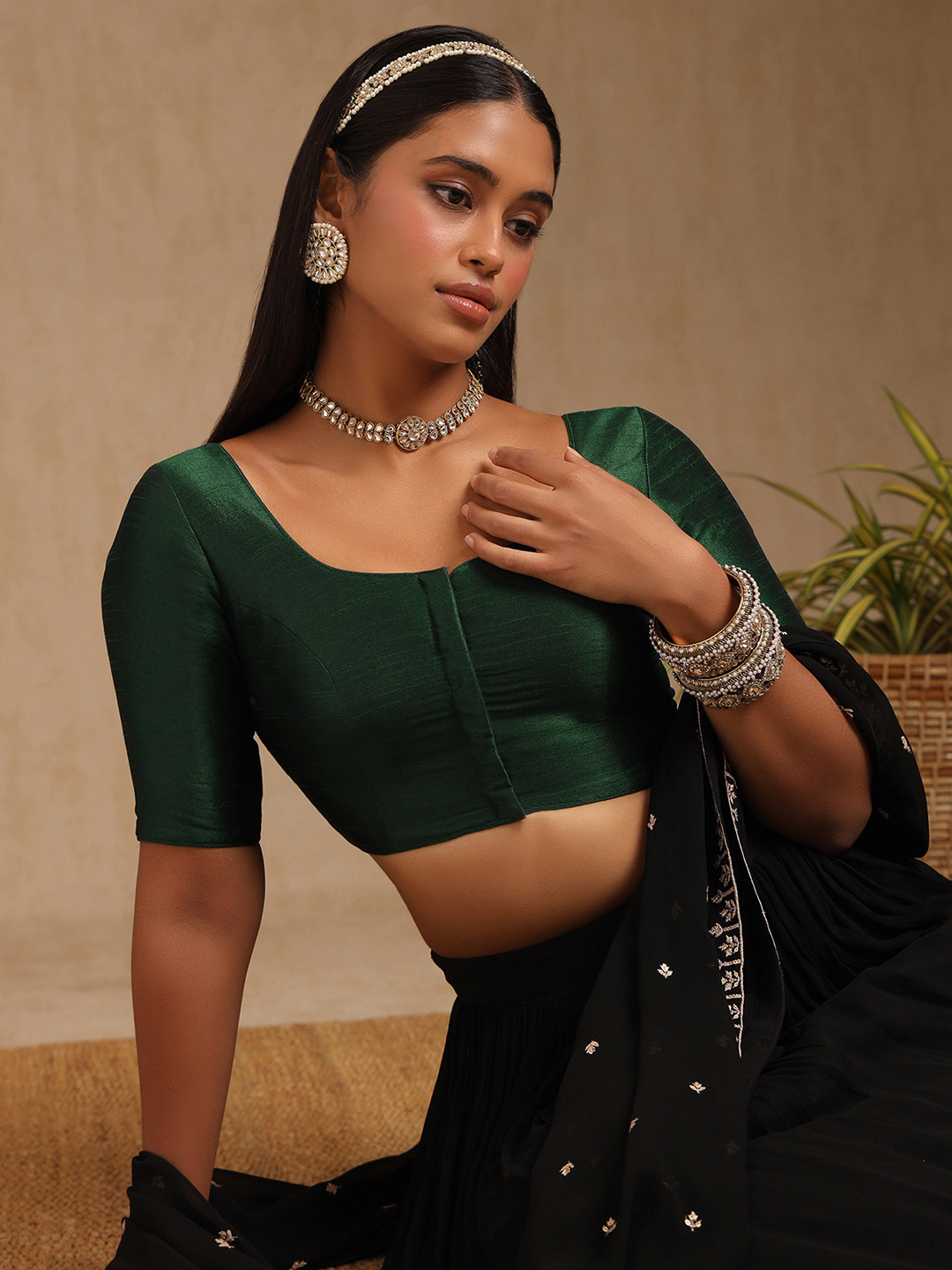 Soch Short Sleeves Padded Saree Blouse