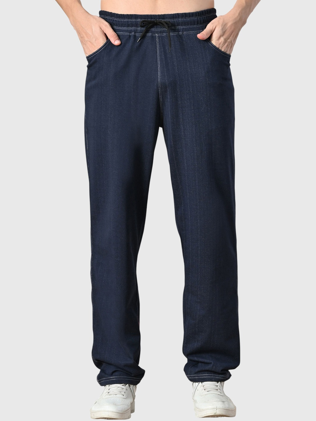 Mast & Harbour Men Navy Blue Solid Baggy Fit Track Pants