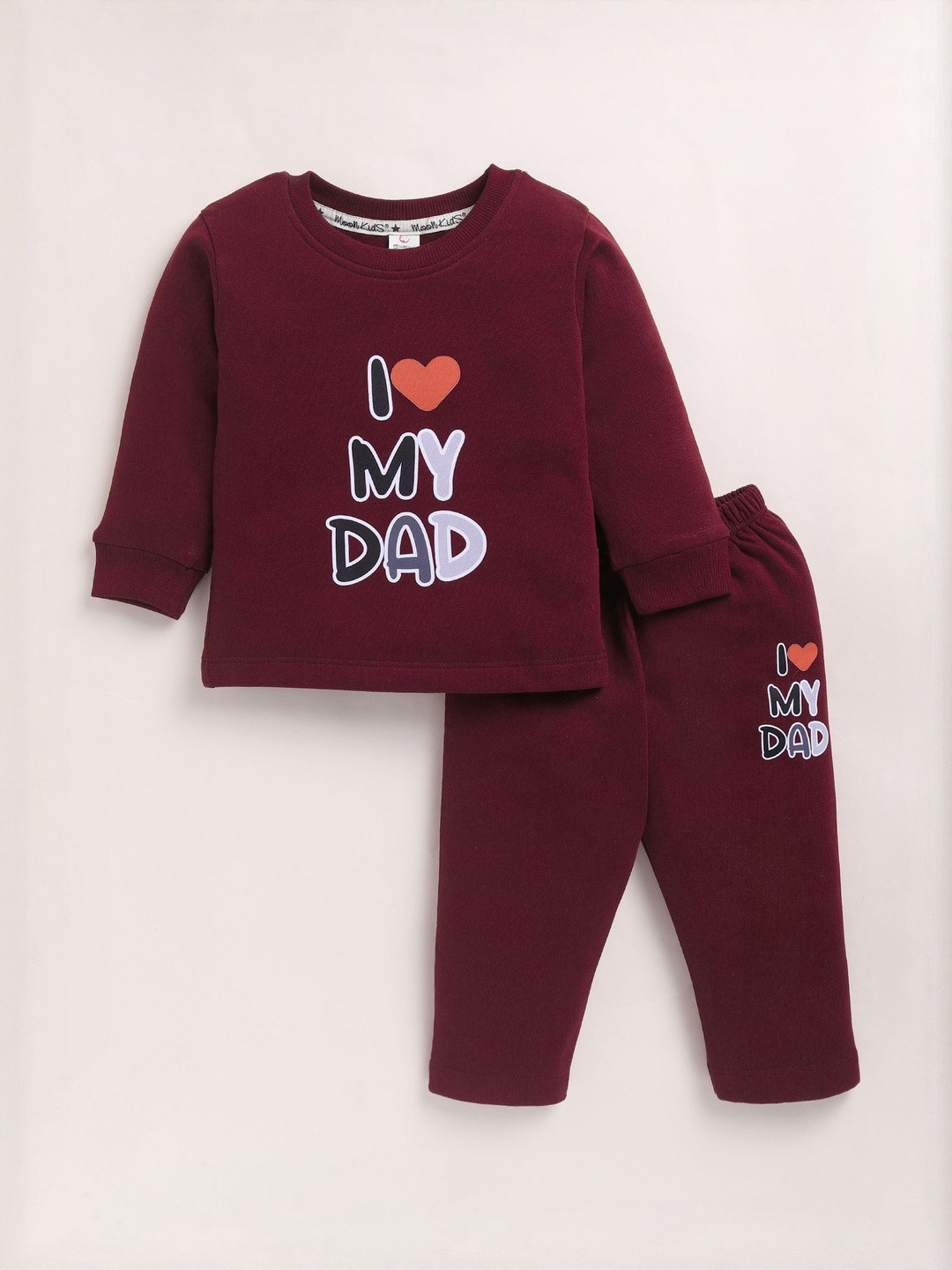 MooNKids Infant Printed Pure Cotton Super Brushed Fleece Top With Pyjamas