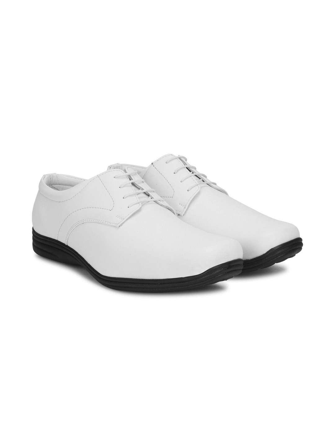 WENZEL Men Solid Round Toe Leather Derbys Formal Shoes