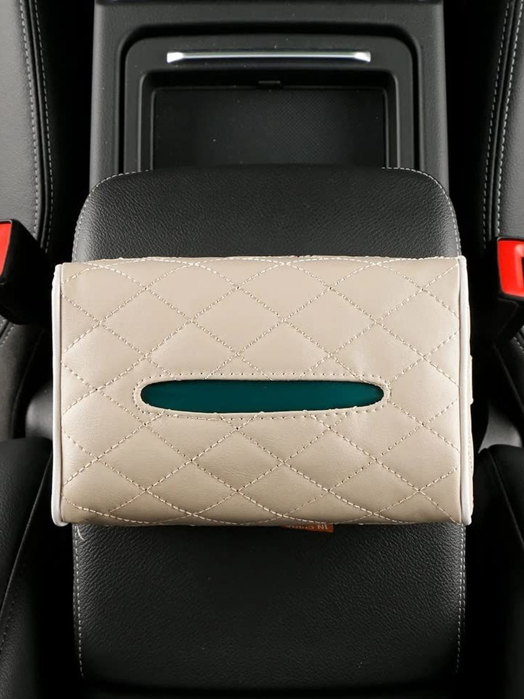 AUGEN Beige Rectangular Car Tissue Holder